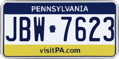 PA license plate JBW7623