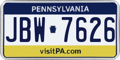 PA license plate JBW7626