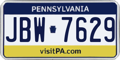 PA license plate JBW7629