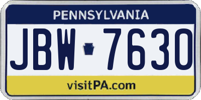 PA license plate JBW7630