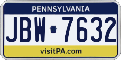 PA license plate JBW7632