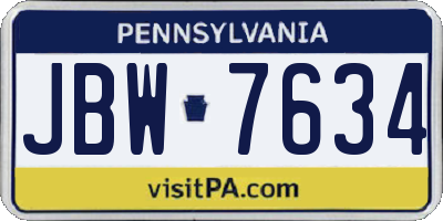 PA license plate JBW7634