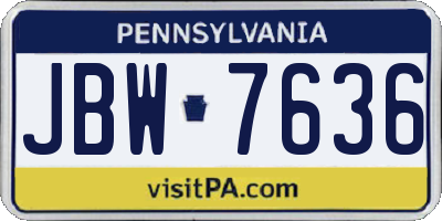 PA license plate JBW7636