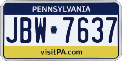 PA license plate JBW7637