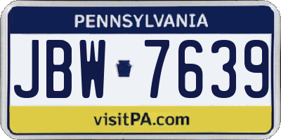 PA license plate JBW7639