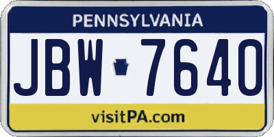 PA license plate JBW7640