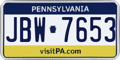PA license plate JBW7653