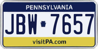 PA license plate JBW7657