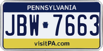 PA license plate JBW7663