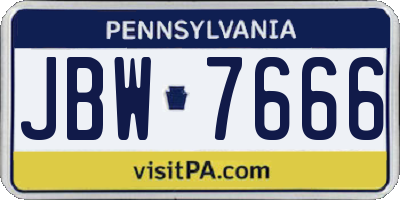 PA license plate JBW7666