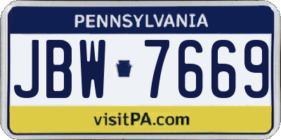 PA license plate JBW7669