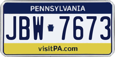 PA license plate JBW7673