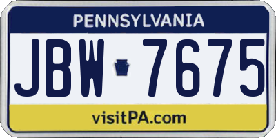 PA license plate JBW7675