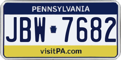 PA license plate JBW7682