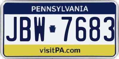 PA license plate JBW7683