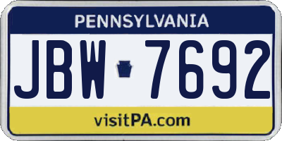 PA license plate JBW7692