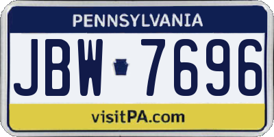 PA license plate JBW7696