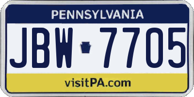 PA license plate JBW7705