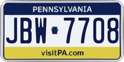 PA license plate JBW7708