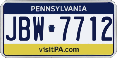 PA license plate JBW7712