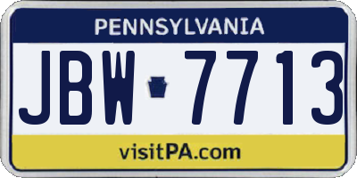 PA license plate JBW7713