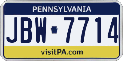PA license plate JBW7714