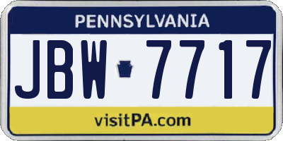 PA license plate JBW7717