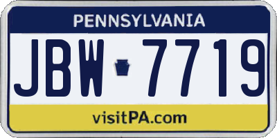 PA license plate JBW7719
