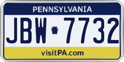 PA license plate JBW7732