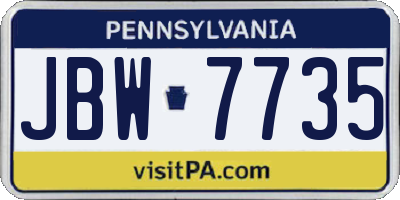 PA license plate JBW7735