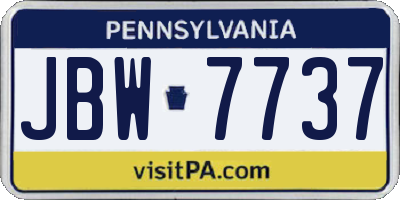 PA license plate JBW7737