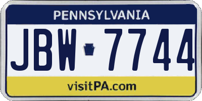 PA license plate JBW7744