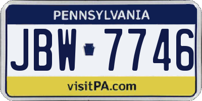 PA license plate JBW7746