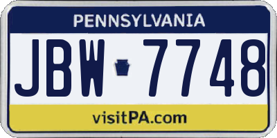 PA license plate JBW7748