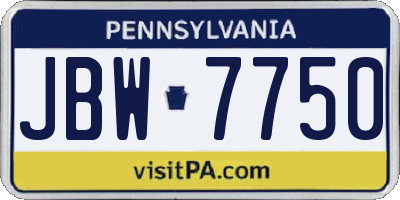 PA license plate JBW7750