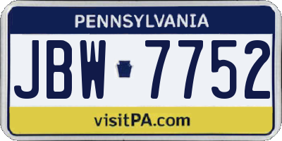 PA license plate JBW7752