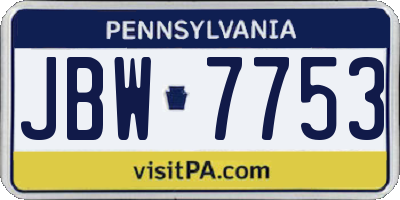 PA license plate JBW7753