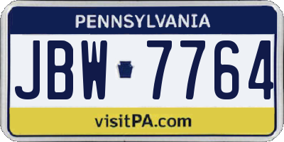 PA license plate JBW7764