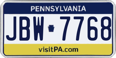 PA license plate JBW7768