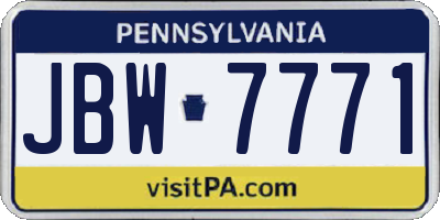 PA license plate JBW7771