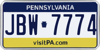 PA license plate JBW7774