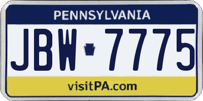PA license plate JBW7775