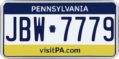 PA license plate JBW7779
