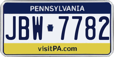 PA license plate JBW7782