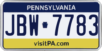 PA license plate JBW7783