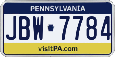 PA license plate JBW7784