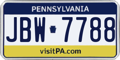 PA license plate JBW7788