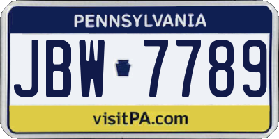 PA license plate JBW7789