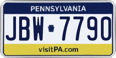 PA license plate JBW7790