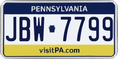 PA license plate JBW7799